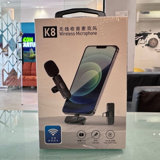 K8 Type-C Wireless Lavalier Microphone | Portable Noise-Cancelling Mic for Android, Vlogging, Live Streaming & More