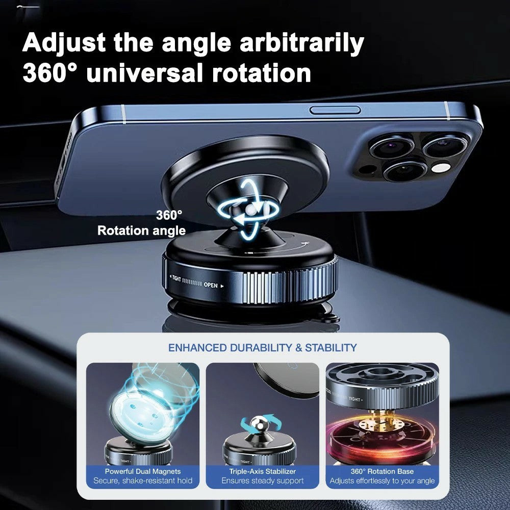 360° Magnetic Car Phone Holder with Strong Suction Base