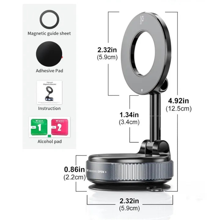 360° Magnetic Car Phone Holder with Strong Suction Base
